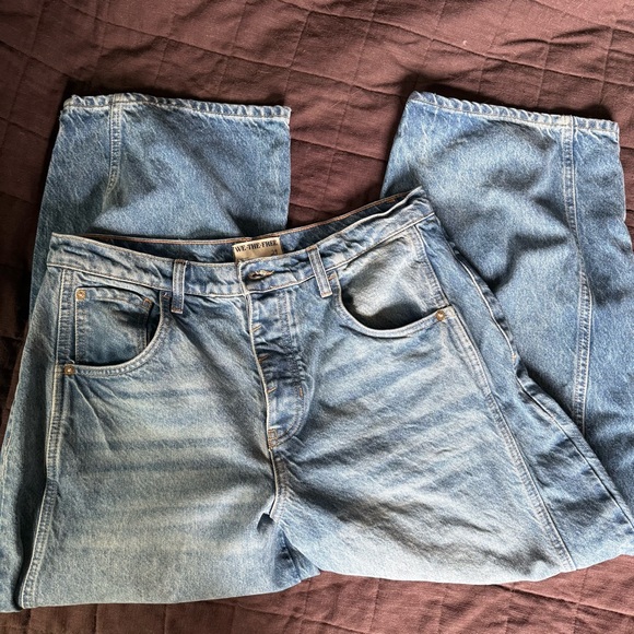 Free People We The Free Good Luck Mid-Rise Barrel Jeans Ultra Light Beam Size 29 - Picture 2 of 10